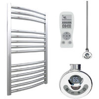 BRAY Curved Towel Warmer / Heated Towel Rail, Chrome - Electric, Thermostat + Timer, 500*800mm - Chrome