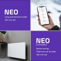 ADAX NEO WIFI Modern Electric Wall Heater, Home Automation Heating, IPX4, LOT 20 Reg Compliant, White,400W - White, Lava Grey