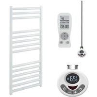 BRAY Straight Towel Warmer / Heated Towel Rail, White - Electric, Thermostat + Timer, 300*800mm - White