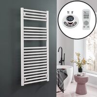 BRAY Straight Towel Warmer / Heated Towel Rail, White - Electric, Thermostat + Timer, 300*800mm - White
