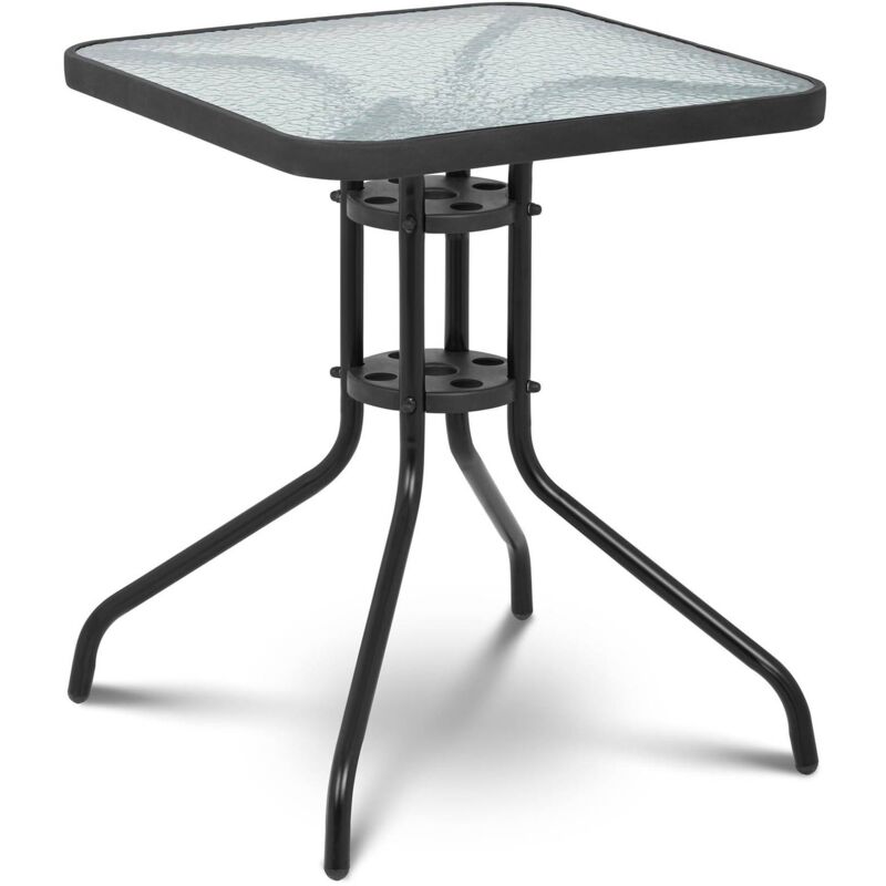 Gartentisch rund Balkontisch Bistrotisch Glasplatte Metall Ø 60 cm schwarz 