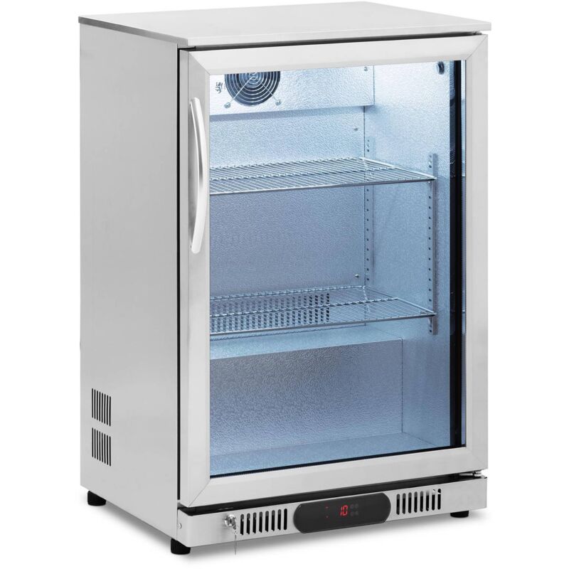 Getränkekühlschrank mit Glastür Kühlschrank für Getränke 138 l Edelstahl