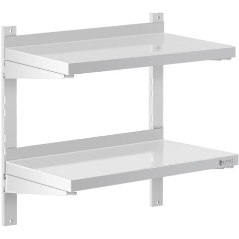 Doppel Edelstahl Wandregal / Wandboard mit Winkelkonsolen 60 x 30 x 39 Doppel Edelstahl Wandregal / Wandboard mit Winkelkonsolen 60 x 30 x 39