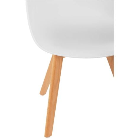 Stuhl 2er Set Lehnstuhl weiß Kunststoff Holzbeine Buche bis 150 kg Designstuhl
