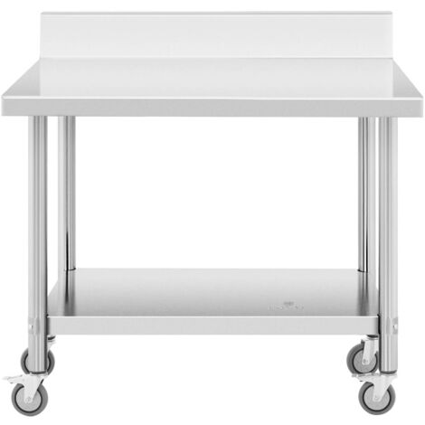 Rollbarer Edelstahl Arbeitstisch Edelstahltisch Aufkantung 60 x 100 cm 155 kg
