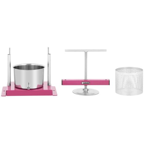 HENGMEI Manuelle Obstpresse / Saftpresse – 3L, Edelstahl, Rot/Silber – Tragbar