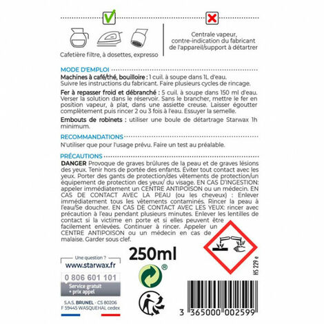 Détartrant pour petits électro-ménagers 250ml STARWAX
