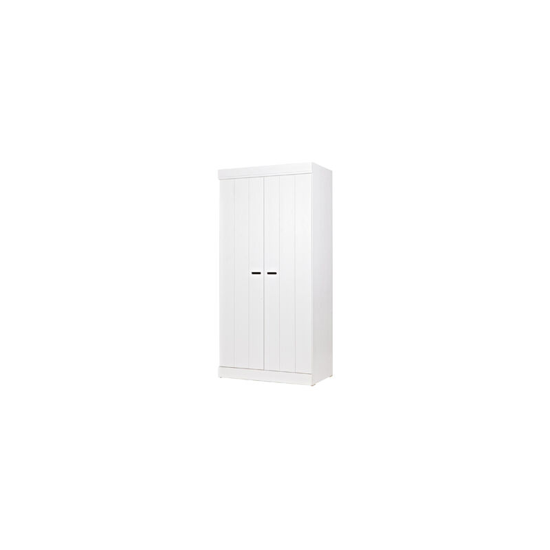 Armoire 2 portes 94x56x195 cm en pin massif blanc - PAOLINO