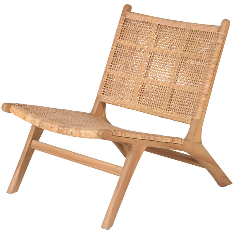 Fauteuil Japandi Teck Et Rotin Naturel - Compass