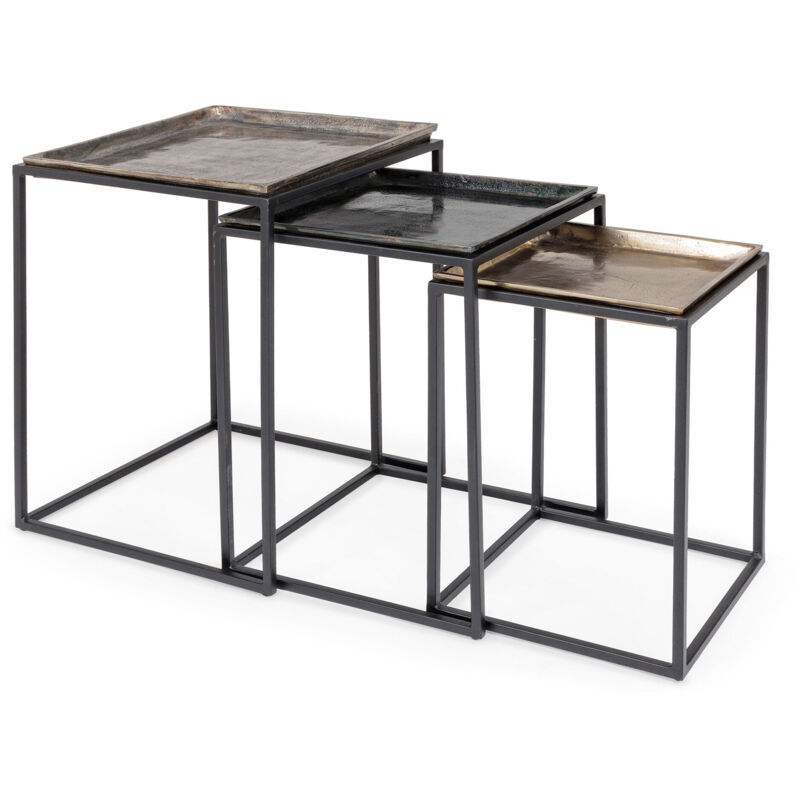 WOMO-DESIGN Lot de 3 Tables Basses Gigognes Carrées - 40,5/34,5/30 cm