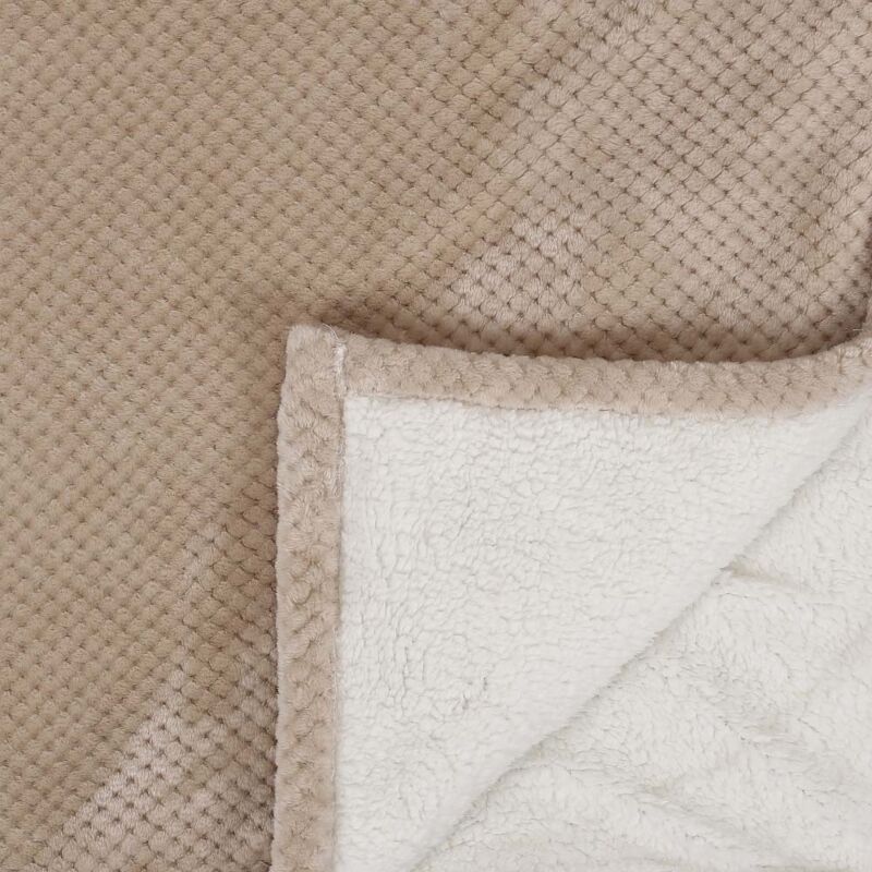 HOME DECO FACTORY - TX0110 Plaid Sherpa Blanc Motif Tressé 130x160 cm - Textile Intérieur, Jeté de Lit, Confort Doux, Design Élégant, Canapé ou Lit, Blanc