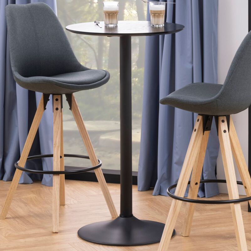 Table De Bar Ronde Noire - Plateau 60 Cm, Hauteur 105 Cm | Pour Maison, Pub, Café | Capacité 150 Kg - 2