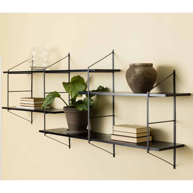 Etagère murale 191x25,5x79 cm décor chêne et métal noir - MICHKA