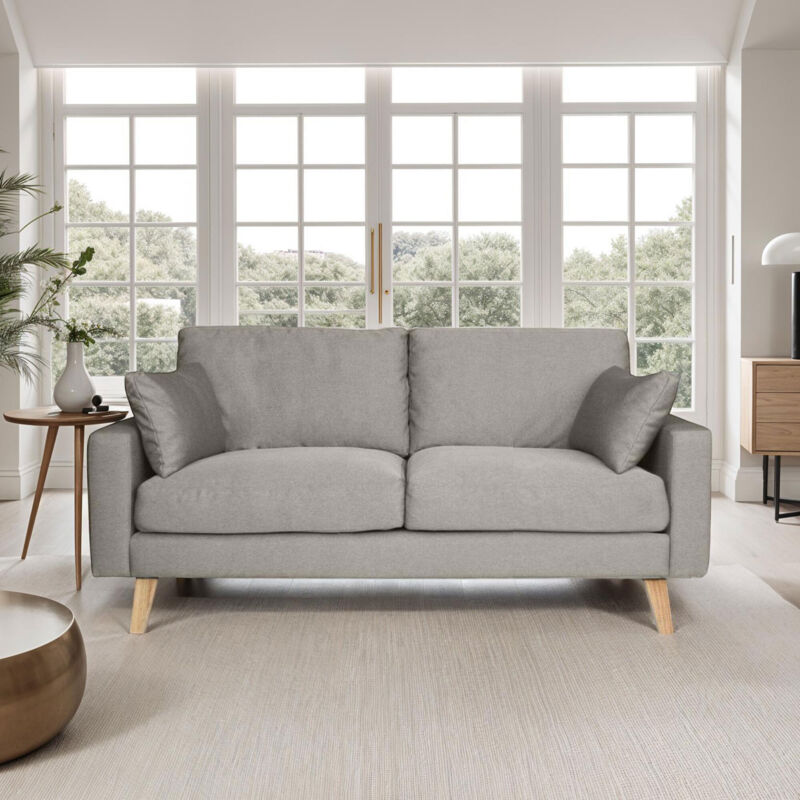 Canapé Fixe 2 Places En Velours Marron – Largeur 190 Cm, Tissu Doux Et Confortable