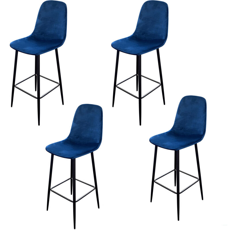 Housses Tabouret Bar Velours - Lot De 4 Gris Foncé - Taille Unique Extensible - Protection Et Décoration - Facile D'entretien