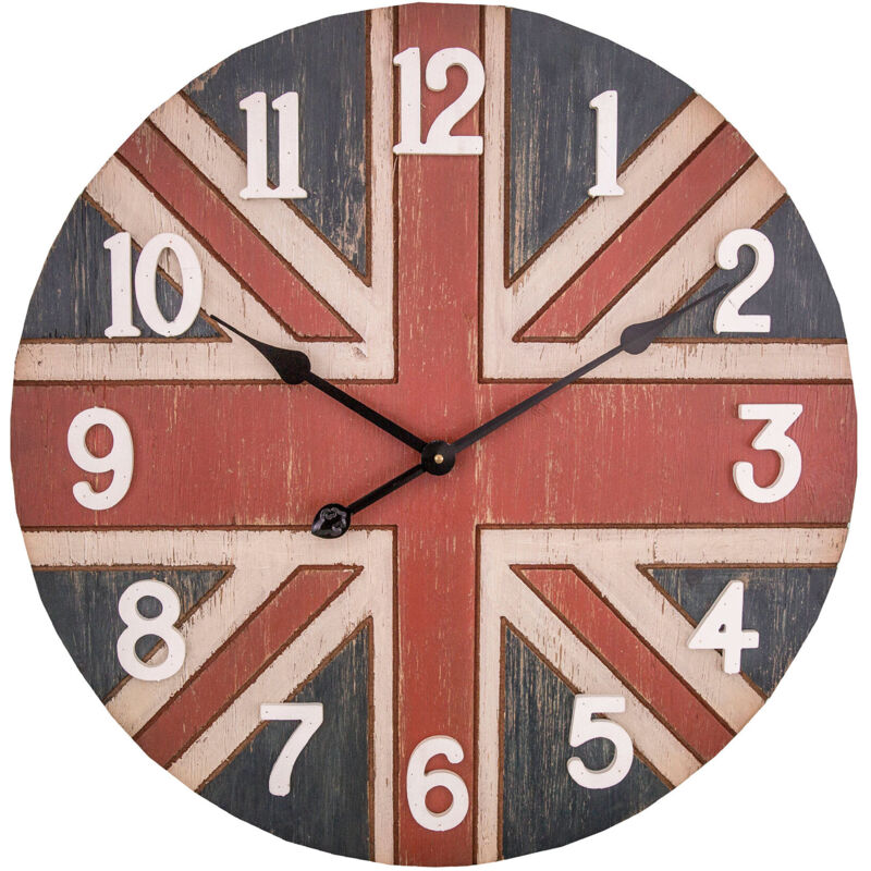 Horloge murale ronde bois et bleu foncé 30x30x4.2cm