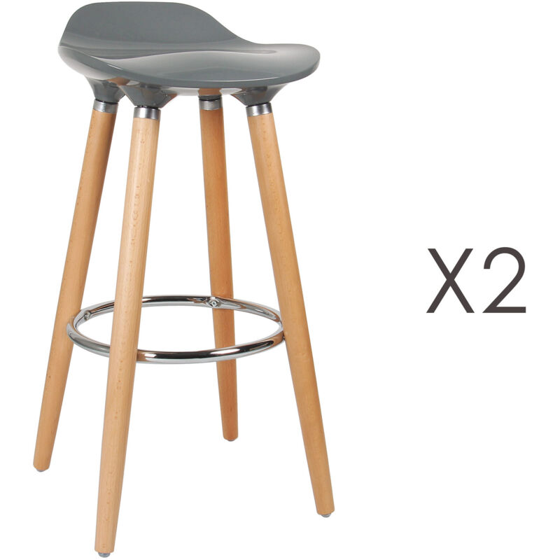 Lot De 2 Tabourets De Bar Modern Living H&H, Blanc, Hauteur 74 Cm, Style Moderne Cuir