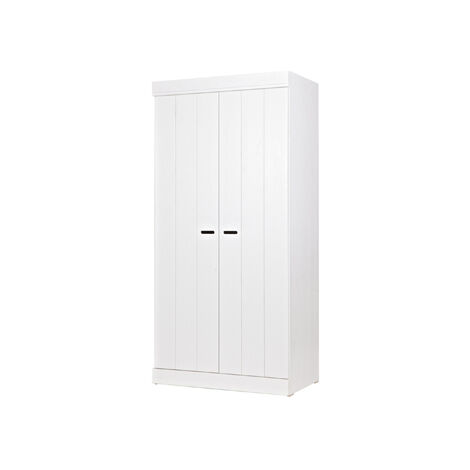 Armoire 2 portes 94x56x195 cm en pin massif blanc - PAOLINO