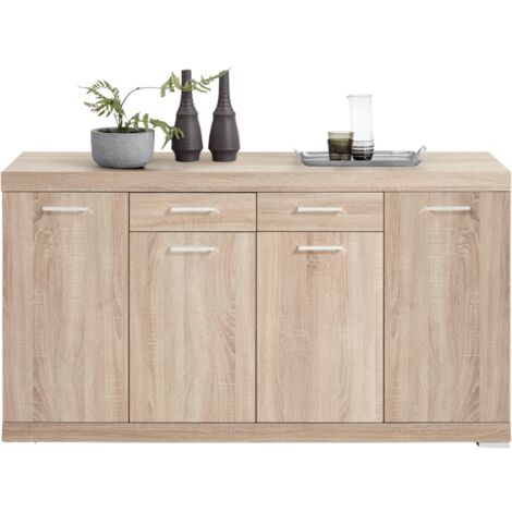 Buffet 4 portes et 2 tiroirs 160 cm XL chêne - MIDDO (1/5)