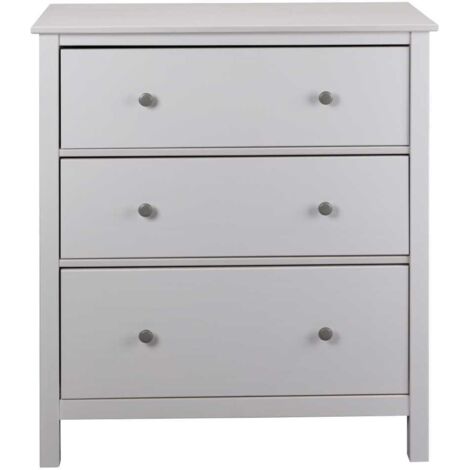 Commode 3 tiroirs 84,8x39,5x96 cm en pin blanc - CHILOM (1/5)