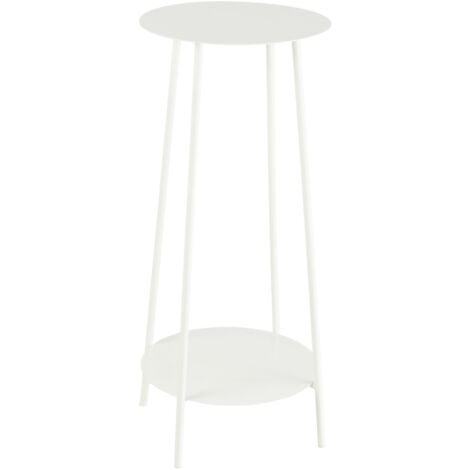 Meuble console guéridon étagères en métal Blanc 30x30x70 cm (1/4)