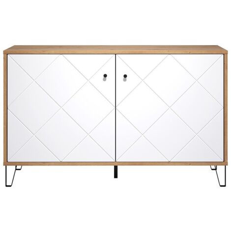 Buffet 2 portes 123x40x76 cm décor chêne et blanc - ARI (1/5)