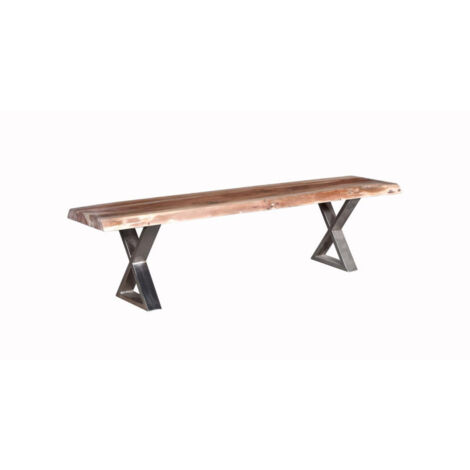Banc de table 160x36x45 cm en acacia et métal chromé - VOJENS (1/5)