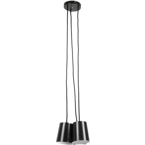 Suspension 3 lampes 27x27x120 cm en métal noir (1/4)