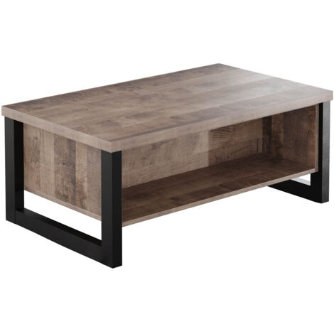 Table basse rectangulaire 110x65x45 cm décor chêne - PLEX (1/5)