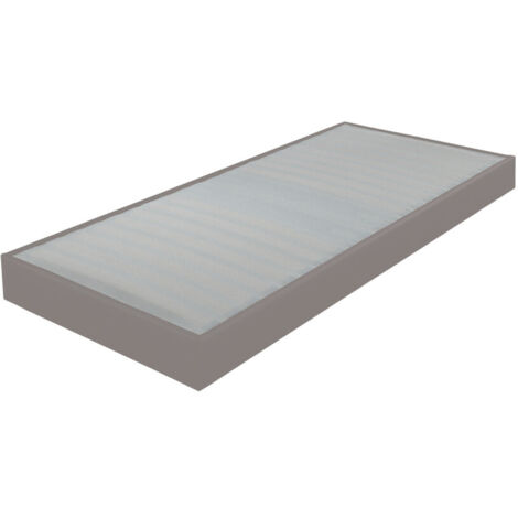 Sommier tapissier 90x190 cm avec renfort lombaire en PU taupe - DREAMO (1/3)
