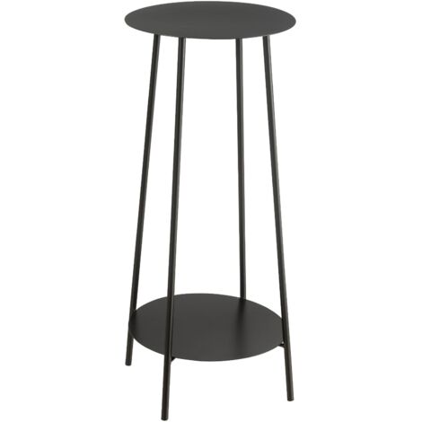 Sellette ronde 30x30x70 cm en métal noir - METTI (1/4)