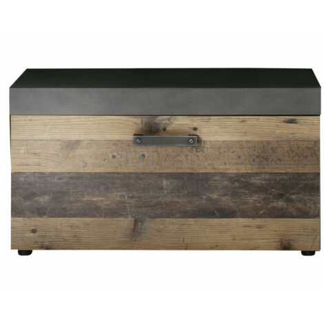 Banc à chaussures 80x37x45 cm en panneaux de particules mélaminés – Décor bois vieilli – Fonction siège – Rangement pratique – Trendteam