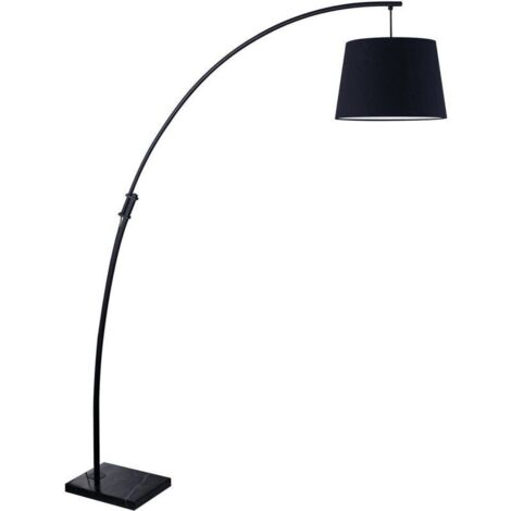 Lampadaire arc 35x25x188 cm en tissu et métal noir (1/4)