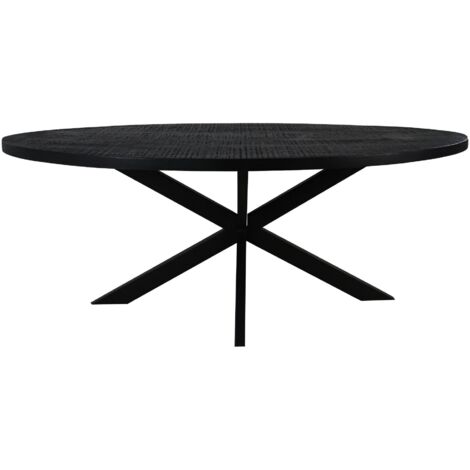 Table à manger ovale 160 cm en manguier recyclé noir et métal - BERGAL (1/3)