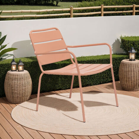 Lot de 4 fauteuils de jardin en métal terracotta - BACA