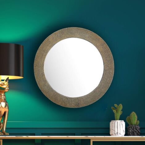 Générique Miroir Mural avec Lampes LED Rond Verre,Maison & Jardin, Décorations,Miroirs,1.9 kg,Argent,3078639