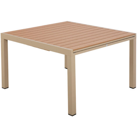 M&S – Table de jardin carrée extensible 120-180 cm en bois composite et aluminium – Résistante aux intempéries – Pour repas en extérieur
