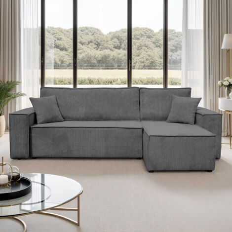 Canapé d'angle réversible 3 places en coloris gris foncé