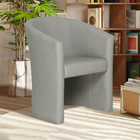 Fauteuil cabriolet 64x62x81 cm en PU gris clair - KABIZ