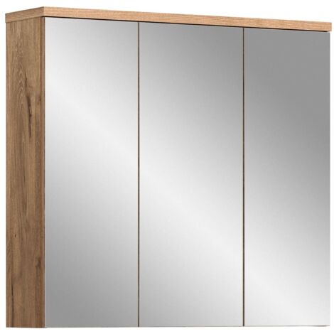 Armoire de toilette 3 portes 75x20x80 cm chêne - GRADDO (1/5)