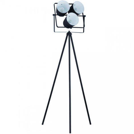 Lampadaire 3 projecteurs 40x20x152 cm en métal noir (1/3)