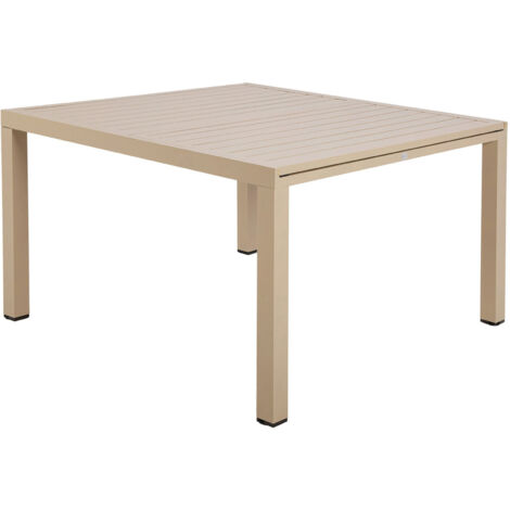 M&S – Table de jardin carrée extensible 120-180 cm en aluminium coloris crème – Résistante aux intempéries – Pour repas en extérieur