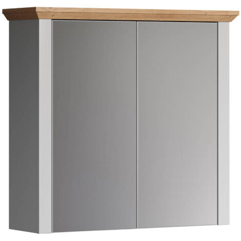 Armoire de salle de bain 78x24x73 cm décor chêne et gris pastel - ROSE (1/3)
