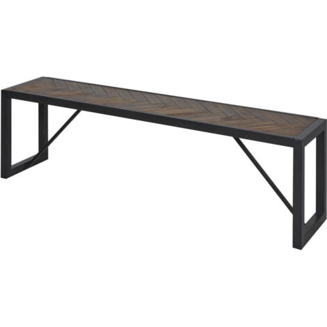 Banc 168x35x47 cm à motif chevron en acacia et métal (1/4)