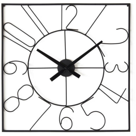 Horloge design carrée 60 cm en métal noir (1/2)
