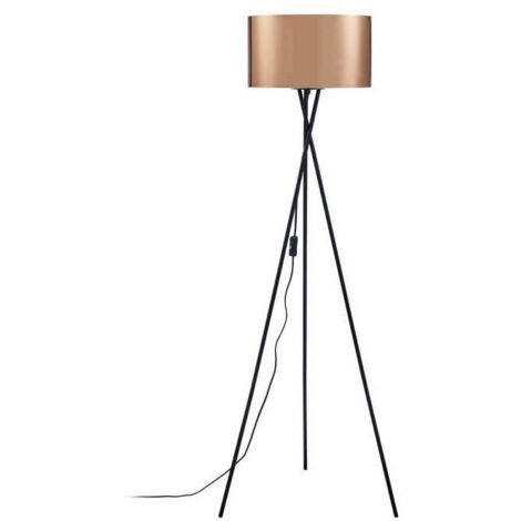 Lampadaire trépied 34x34x140 cm cuivré et noir - VICKA (1/5)