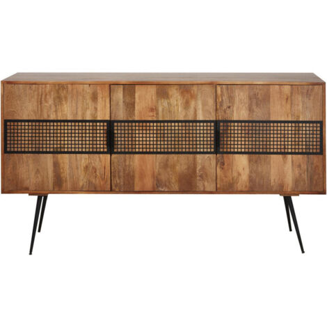 Buffet 3 portes 172x40x91 cm en manguier et métal (1/5)
