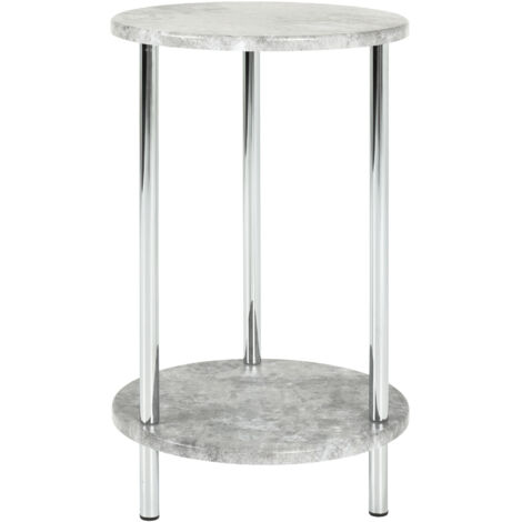 Table d'appoint ronde 30x50 cm en métal gris effet béton - ALMARO