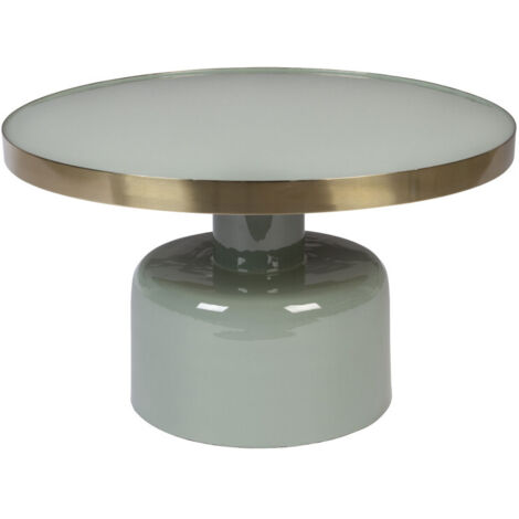 Table basse 60x60x35 cm en métal vert et doré - GLAM (1/5)