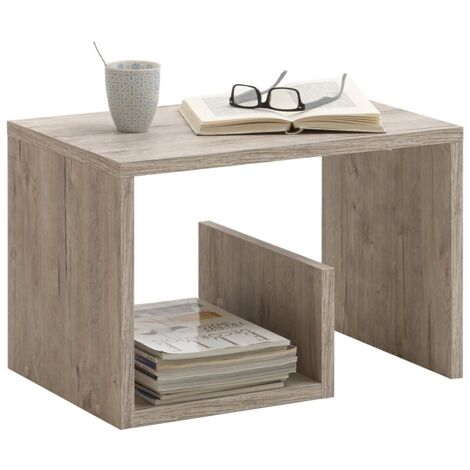 Bout de canapé avec range revues 59x36x38 cm chêne grisé (1/4)